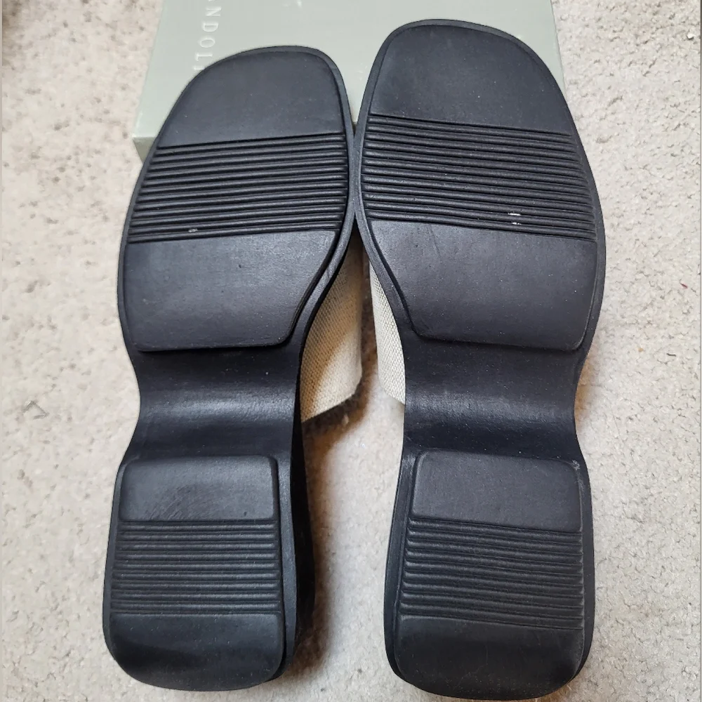 Vintage Bandolino Cream Black B-Trudina Slide Sandals w/ Cushioned Sole- Size 8M - Picture 4 of 5